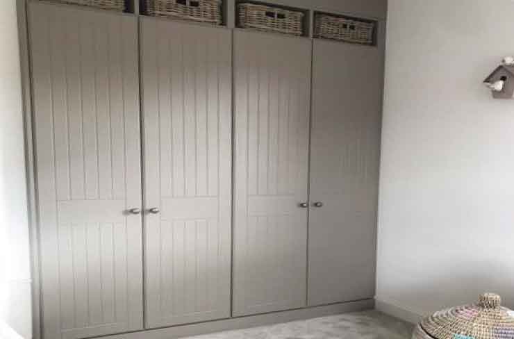 grooved shaker doors in grey